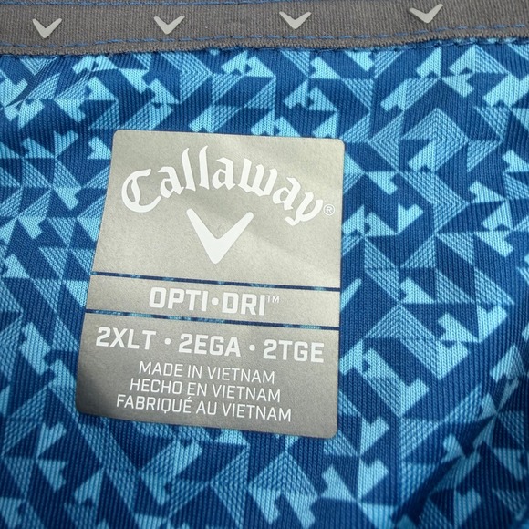 Callaway Polo Shirt Mens 2XLT Vallarta Blue Opti-Dri Swing Tech Golf Stretch NEW - Picture 2 of 16